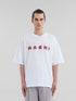 MARNI White organic cotton T-shirt with wrinkled Marni logo Mens Apparel