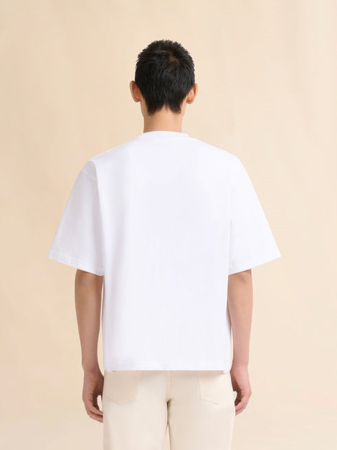 MARNI White cotton T-shirt with mohair patches Mens Apparel