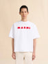 MARNI White cotton T-shirt with mohair patches Mens Apparel