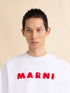 MARNI White cotton T-shirt with mohair patches Mens Apparel
