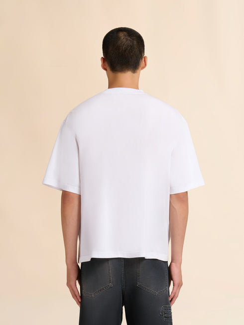 MARNI White cotton T-shirt with flocked Marni Animal Alphabet logo Men's Apparel