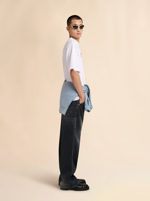MARNI White cotton T-shirt with flocked Marni Animal Alphabet logo Men's Apparel