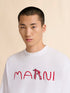 MARNI White cotton T-shirt with flocked Marni Animal Alphabet logo Men's Apparel