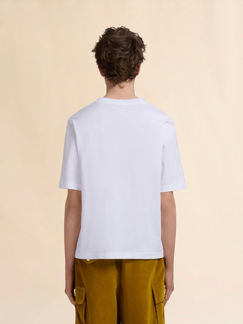 MARNI White cotton T-shirt with Marni Monolith print Mens Apparel