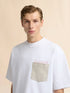 MARNI White Cotton T-shirt With Contrast Pocket Men's Apparel