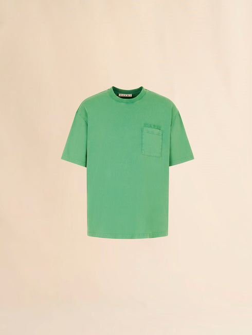 MARNI Green cotton T-shirt with Marni patches Men's Apparel