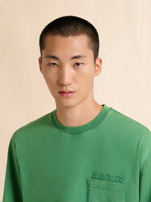 MARNI Green cotton T-shirt with Marni patches Men's Apparel