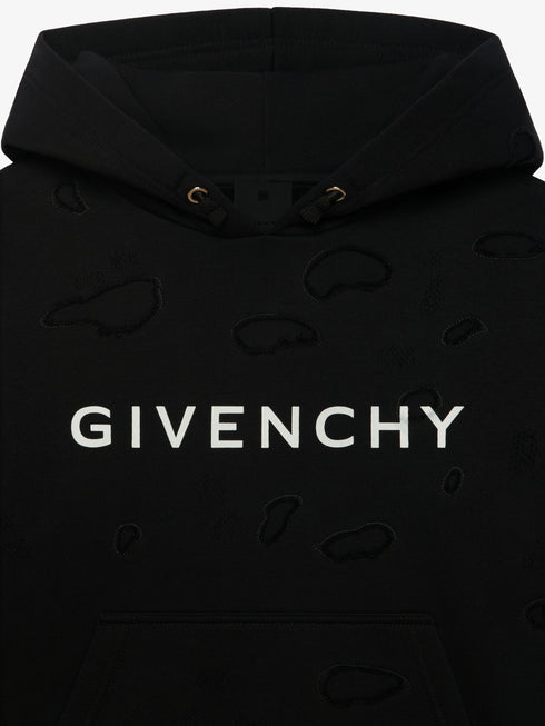 GIVENCHY hooded sweatshirt in partly destroyed fleece Kids Apparel