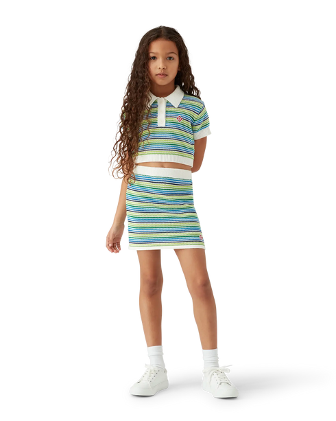 CASABLANCA Girls Stripe Crochet Top Kid's Apparel