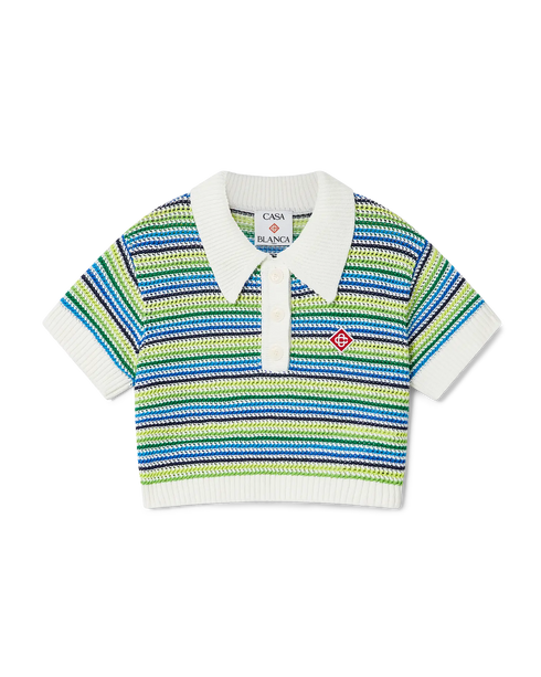 CASABLANCA Girls Stripe Crochet Top Kid's Apparel