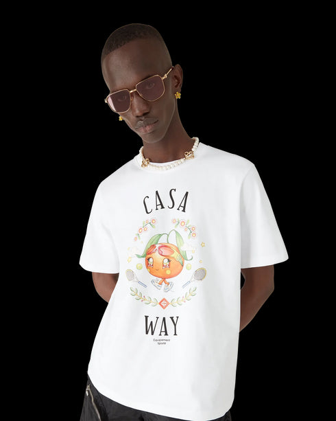 CASABLANCA Casa Way Orange Mascot Short Sleeve T-Shirt Mens Apparel