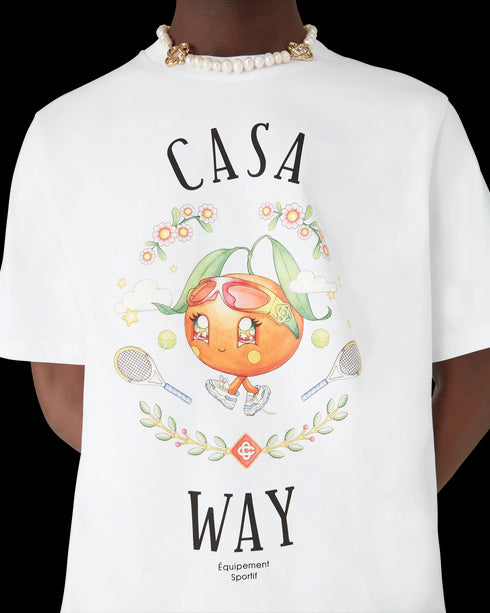CASABLANCA Casa Way Orange Mascot Short Sleeve T-Shirt Mens Apparel