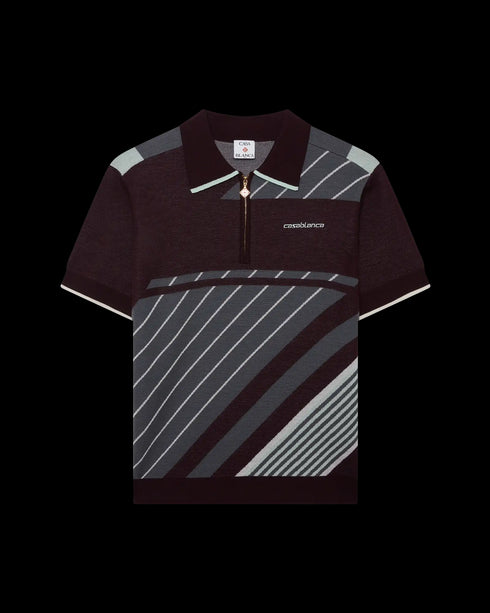 CASABLANCA Merino Diagonal Tennis Polo Mens Apparel