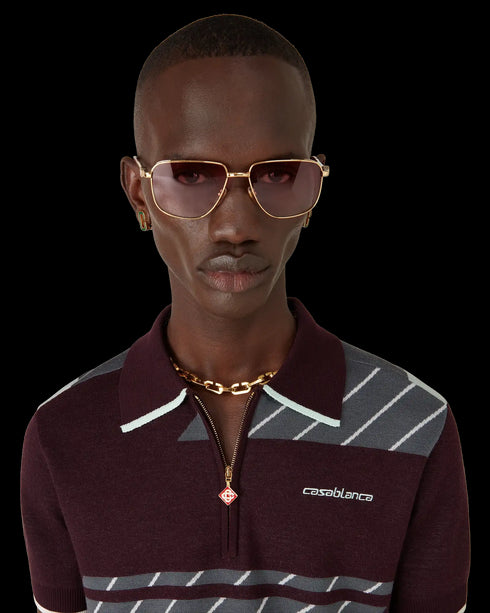 CASABLANCA Merino Diagonal Tennis Polo Mens Apparel