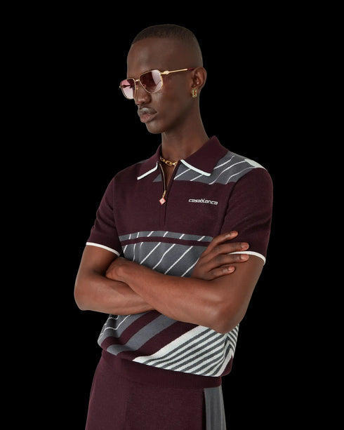 CASABLANCA Merino Diagonal Tennis Polo Mens Apparel