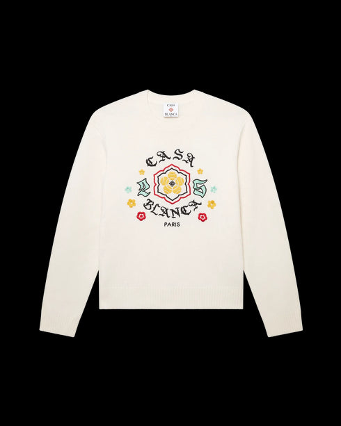 CASABLANCA Emblem Merino Knit Crew Neck Mens Apparel