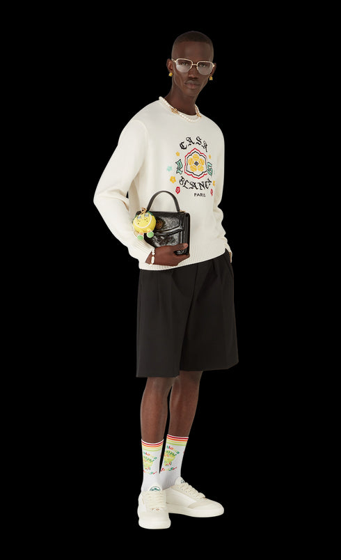 CASABLANCA Emblem Merino Knit Crew Neck Mens Apparel