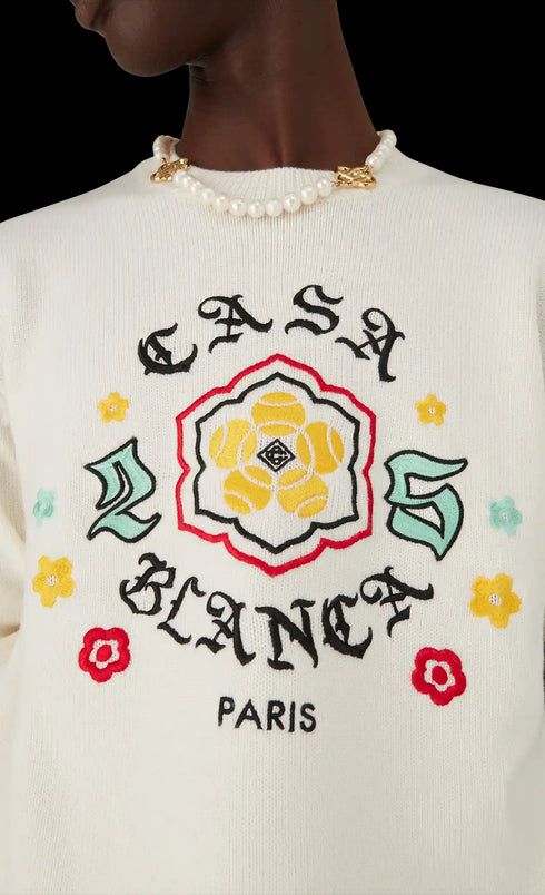 CASABLANCA Emblem Merino Knit Crew Neck Mens Apparel