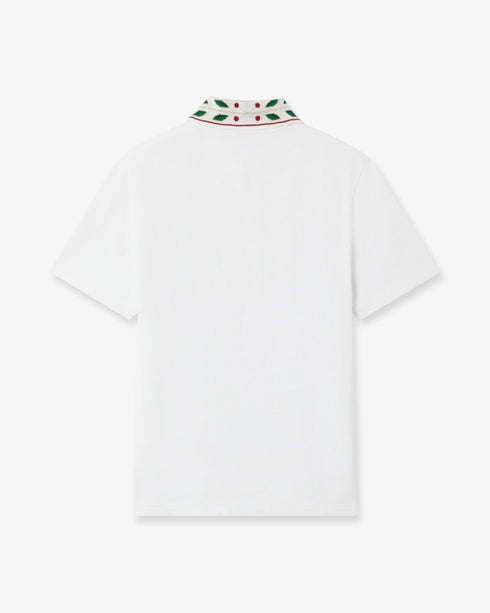 CASABLANCA White Laurel Pique Short Sleeve Polo Shirt Men's Apparel