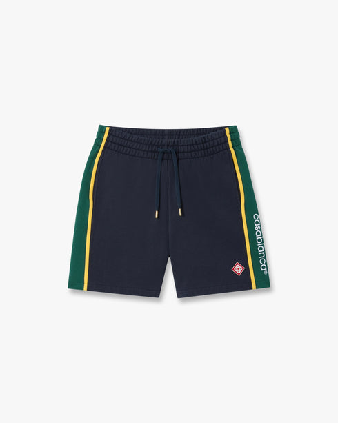 CASABLANCA Navy & Green Panelled Sweatshorts Men's Apparel