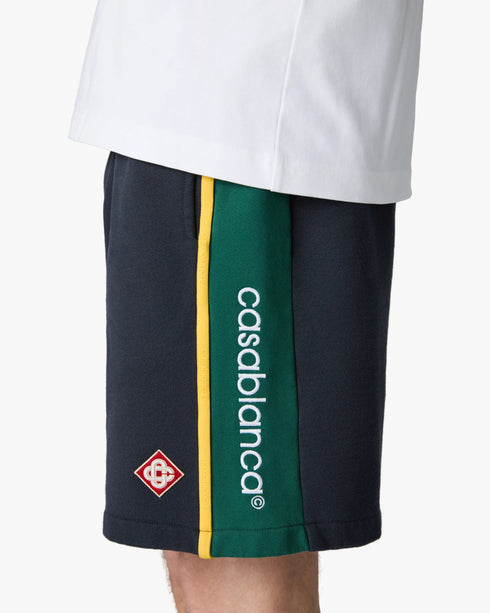 CASABLANCA Navy & Green Panelled Sweatshorts Men's Apparel