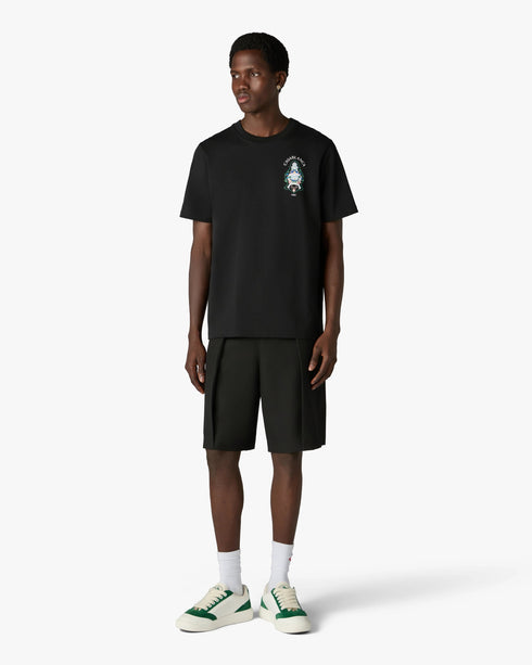 CASABLANCA Black Hotel Emblem Short Sleeve T‑Shirt Men's Apparel
