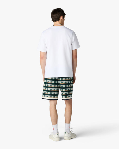 White Tennis Club Icon Pyramid Abduction Short Sleeve T-Shirt — front model view