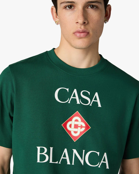 Green Casablanca Diamond Logo Short Sleeve T-Shirt — side model view