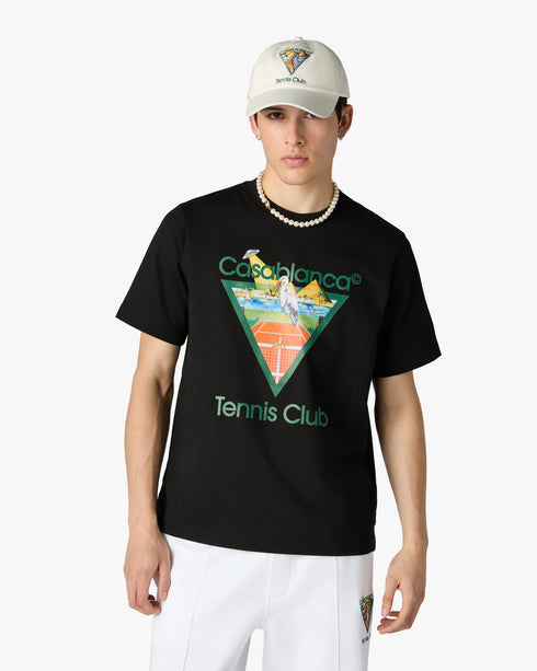 Black Tennis Club Icon Pyramid Abduction Short Sleeve T-Shirt — back model view