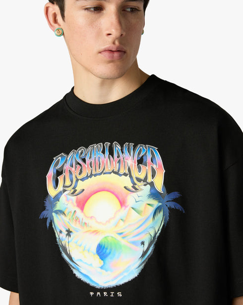 Black Airspray Oversized Short Sleeve T-Shirt — side model view