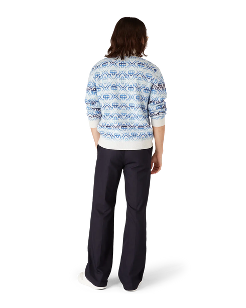 CASABLANCA Space Dye Monogram Long Sleeve Merino Cardigan Men's Apparel