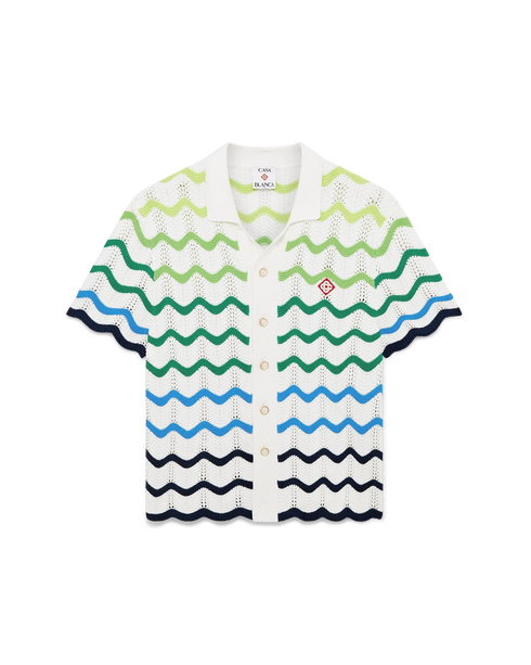 CASABLANCA Wave Short Sleeve Knitted Shirt Men's Apparel
