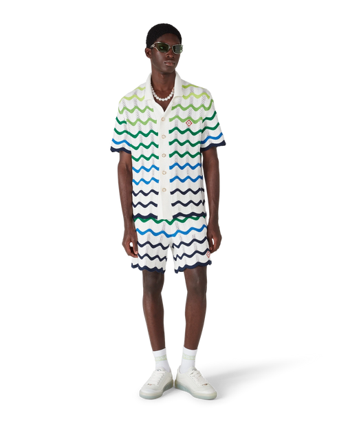 CASABLANCA Wave Short Sleeve Knitted Shirt Men's Apparel