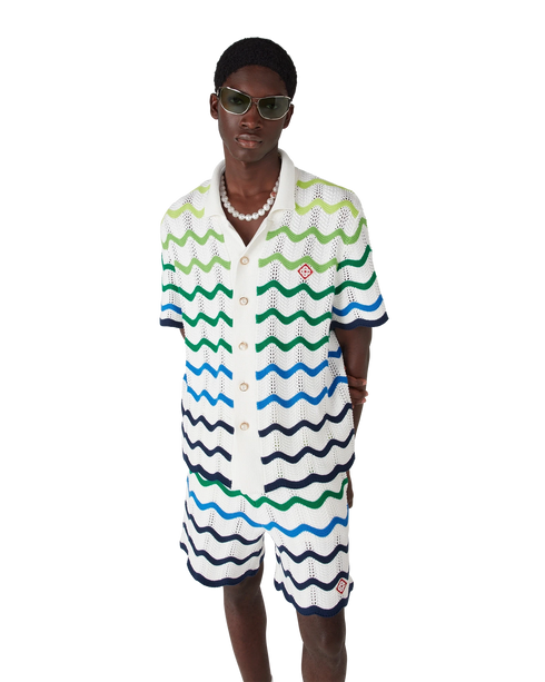 CASABLANCA Wave Short Sleeve Knitted Shirt Men's Apparel