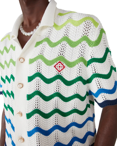 CASABLANCA Wave Short Sleeve Knitted Shirt Men's Apparel