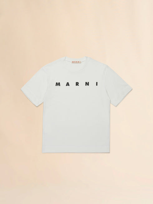 MARNI Off-white cotton t-shirt with logo Kids Apparel
