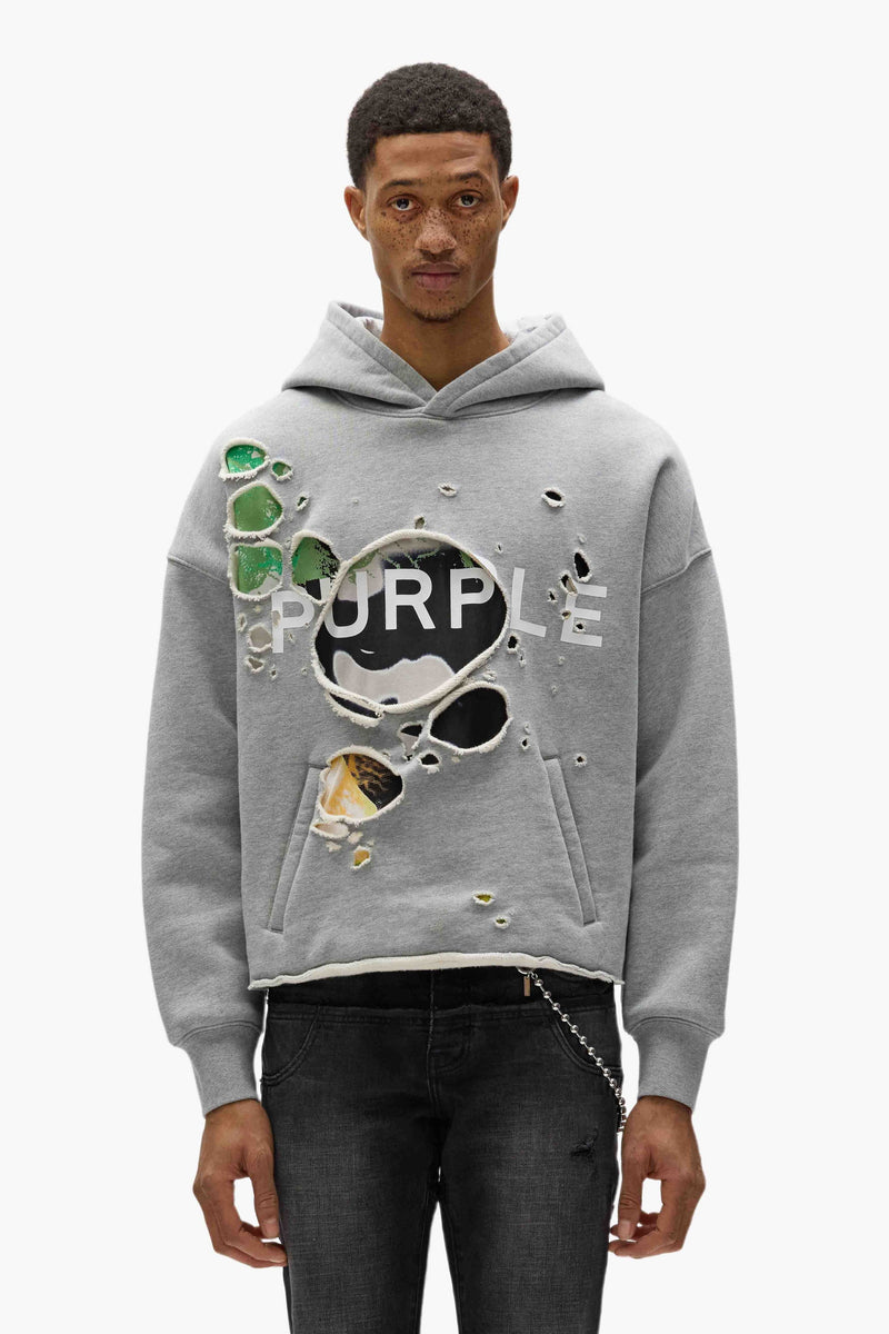 PURPLE BRAND Distressed Cropped Hoodie Mens Apparel – ASPHALT