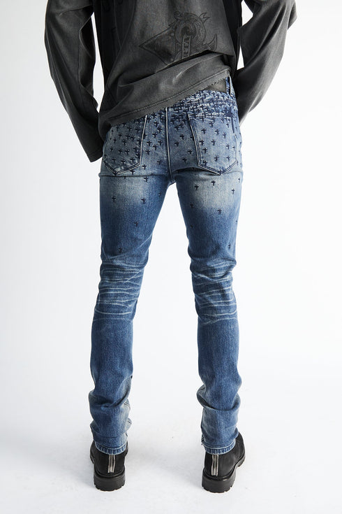 RTA Bryant Skinny Jean | Coastal Rinse Allover Cross Men's Apparel