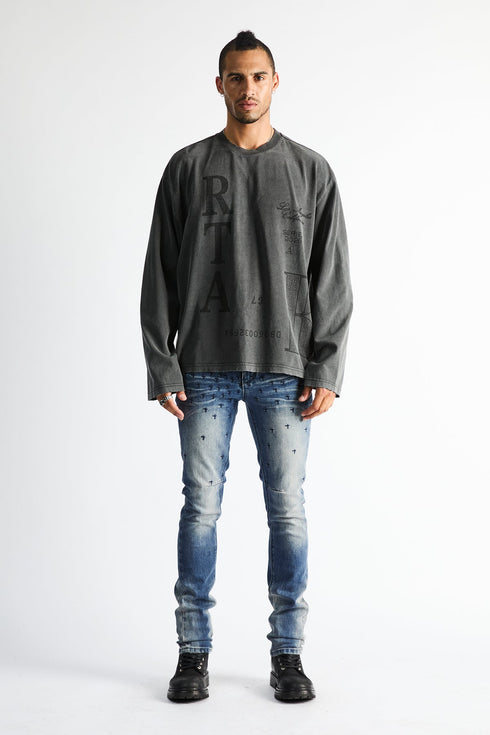 RTA Bryant Skinny Jean | Coastal Rinse Allover Cross Men's Apparel