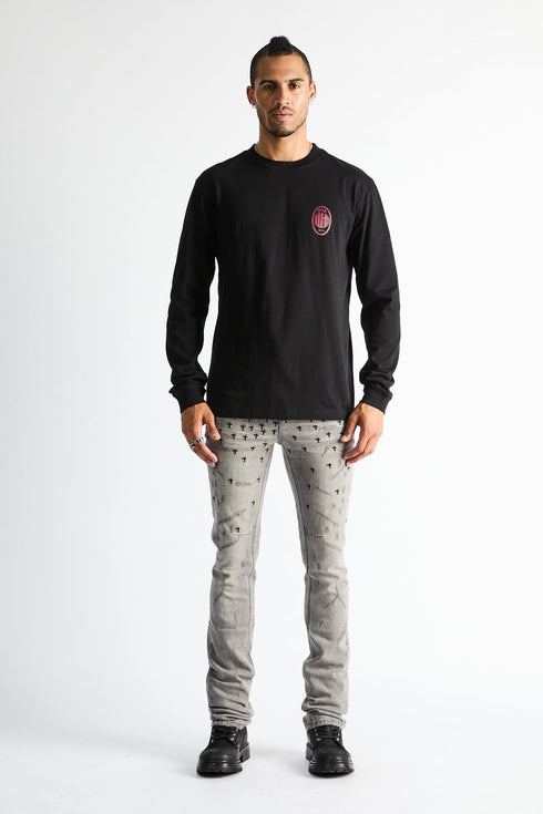 RTA Olivier Stacked Skinny Jean | Smoky Rinse All Over Cross Men's Apparel