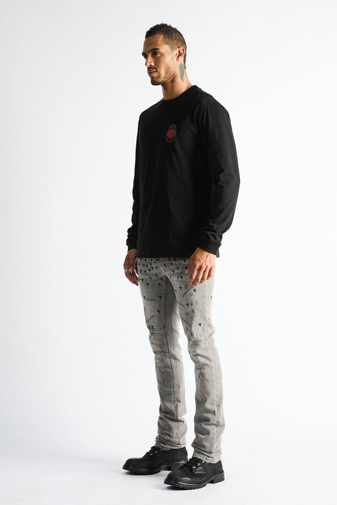 RTA Olivier Stacked Skinny Jean | Smoky Rinse All Over Cross Men's Apparel