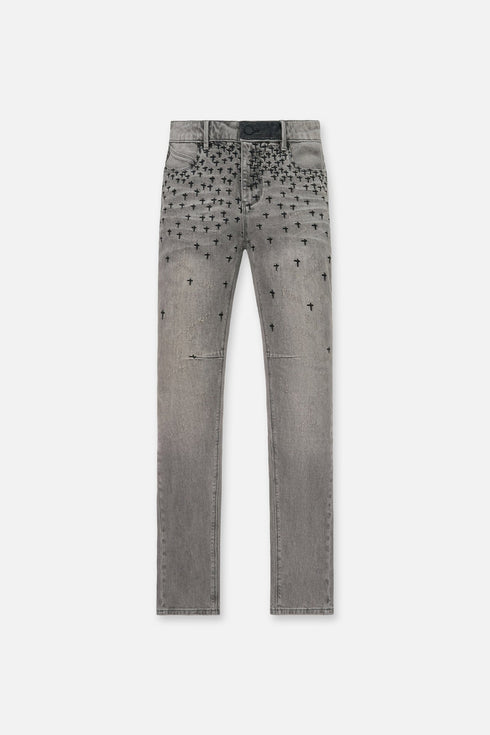 RTA Olivier Stacked Skinny Jean | Smoky Rinse All Over Cross Men's Apparel