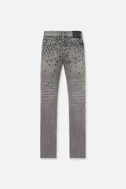 RTA Olivier Stacked Skinny Jean | Smoky Rinse All Over Cross Men's Apparel