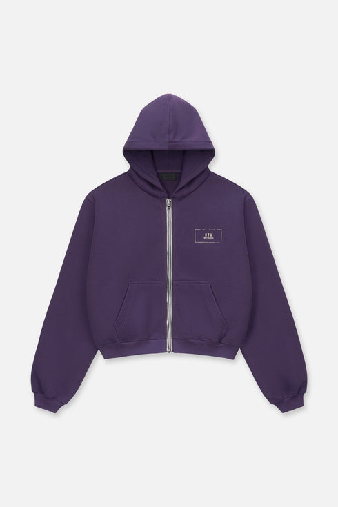 RTA Kaen Cropped Zip-up Hoodie | Grape Curva Ultra Men's Apparel