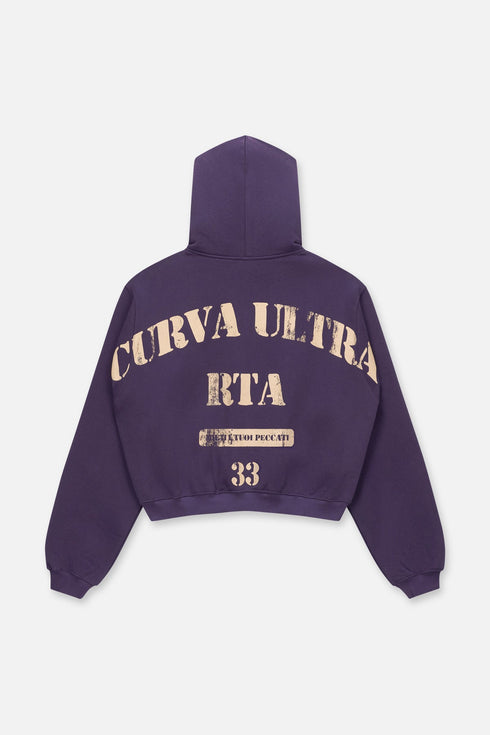 RTA Kaen Cropped Zip-up Hoodie | Grape Curva Ultra Men's Apparel