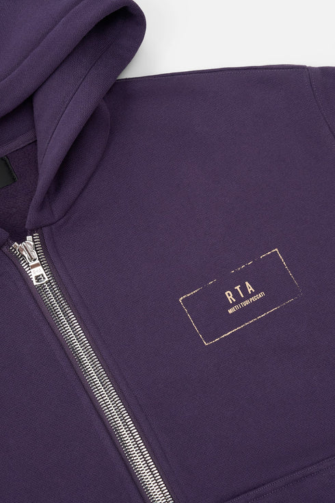 RTA Kaen Cropped Zip-up Hoodie | Grape Curva Ultra Men's Apparel