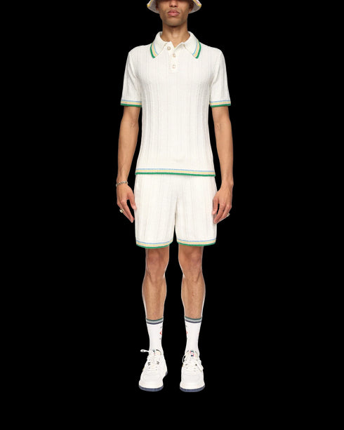 CASABLANCA Rib Effect Boucle Polo Mens Apparel