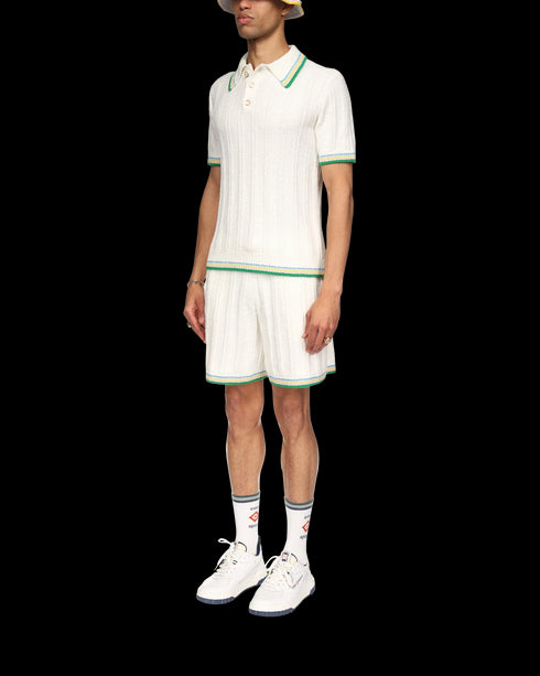 CASABLANCA Rib Effect Boucle Polo Mens Apparel