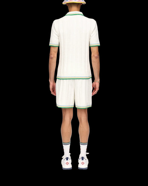 CASABLANCA Rib Effect Boucle Polo Mens Apparel