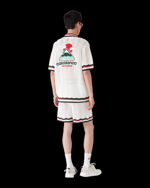 CASABLANCA Cotton Chevron Crochet Shorts Mens Apparel